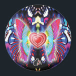 Hearts Of Glys Magneet<br><div class="desc">The background image is a classic liquid light show glycerin gooey set over swirls. Above this organic structure three hearts, beating as one, fly on butterfly wings of gossamer light representing love, beauty and harmony. This magnet’s image represents the fleeting passage of time which is the greatest gift of life....</div>