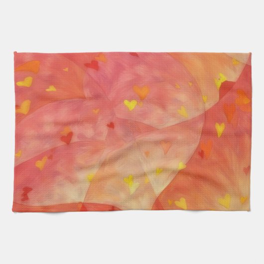 Hearts of Love Abstract Artsy Kitchen Towel Theedoek (Horizontaal)