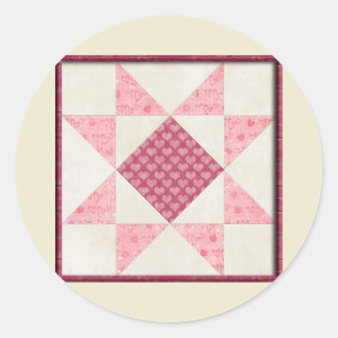 Hearts of Love Quilt Ronde Sticker
