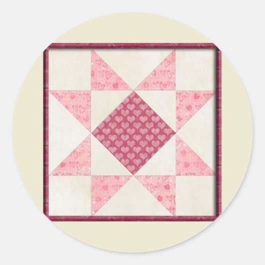 Hearts of Love Quilt Ronde Sticker (Voorkant)