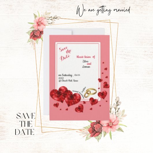 Hearts of Union, op papier, behalve de datum Kaart