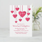 Hearts On A String Con Amore Uitnodiging (Staand voorkant)