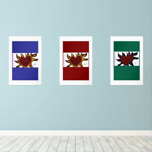Hearts on Fire Poster Muurkunst Sets (Houten vloer)