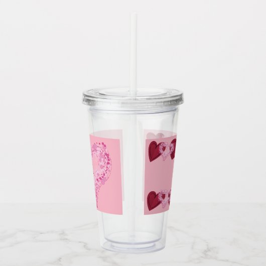 Hearts On Hearts Naam & Monogram - Acryl Drinkbeker (Rechts)