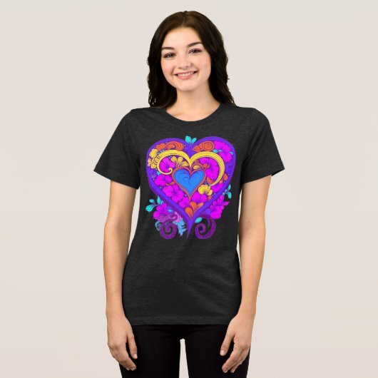 Hearts on Hearts Tri-Blend Shirt (Voorkant volledig)