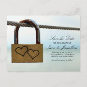 Hearts on Lock Wedding Bewaar de datum Aankondigingskaart (Voorkant)