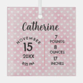 Hearts on Pink Birth Numbers Square Ornament (Voorkant)