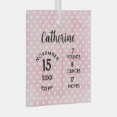 Hearts on Pink Birth Numbers Square Ornament (Voorkant Rechts)