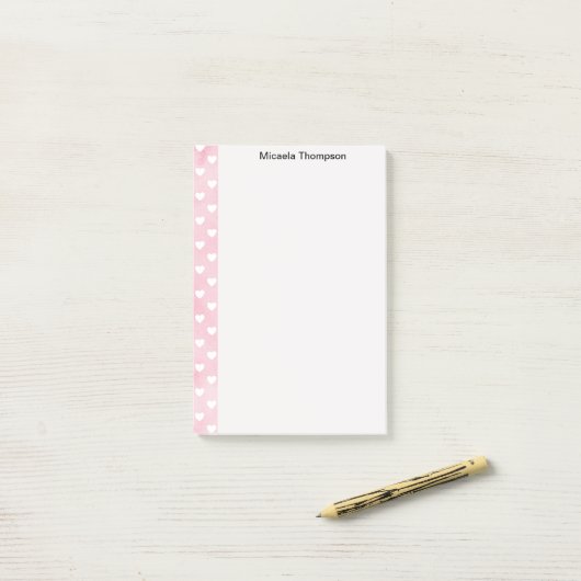Hearts on Pink Design Naam wijzigen Post-it® Notes (Op bureau)