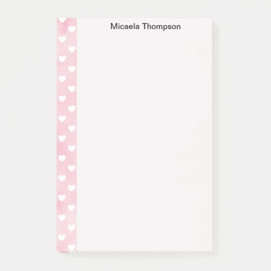 Hearts on Pink Design Naam wijzigen Post-it® Notes (Voorkant)