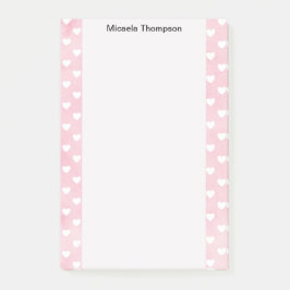 Hearts on Pink Design Naam wijzigen Post-it® Notes
