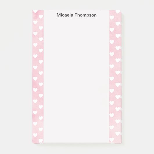 Hearts on Pink Design Naam wijzigen Post-it® Notes (Voorkant)