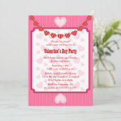 Hearts Party Invitation Kaart (Staand voorkant)