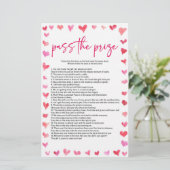 Hearts Pass The Prize Bridal Shower Game  Briefpapier (Staand voorkant)