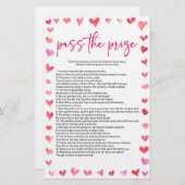 Hearts Pass The Prize Bridal Shower Game  Briefpapier (Voorkant / Achterkant)