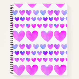 Hearts Pastel Roze Waterverf Notitieboek