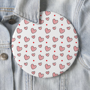 Hearts Patroon 21 Ronde Button 6,0 Cm