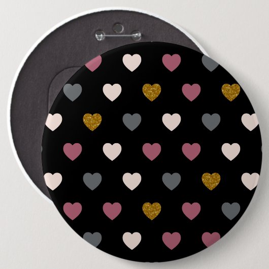 Hearts Patroon 30 Ronde Button 6,0 Cm (Voorkant /achterkant)