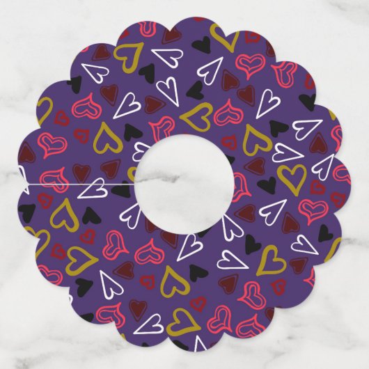 Hearts Patroon 32 Wijnglaslabel (Voorkant)