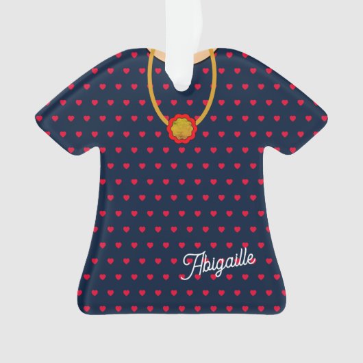 Hearts Patroon Jurk & Hanger Christmas T-shirt Ornament (voorkant)