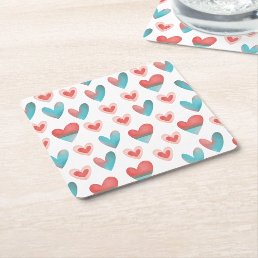 Hearts Patroon Kartonnen Onderzetters (Schuin)