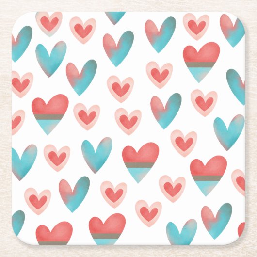 Hearts Patroon Kartonnen Onderzetters (Voorkant)