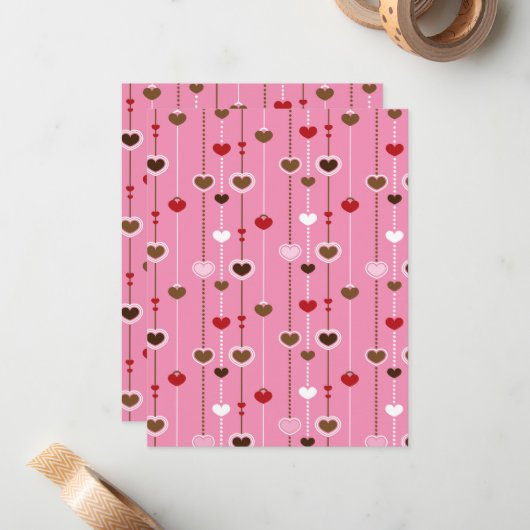 Hearts Pattern 27 Notitiekaartje (Voorkant / Achterkant in situ)