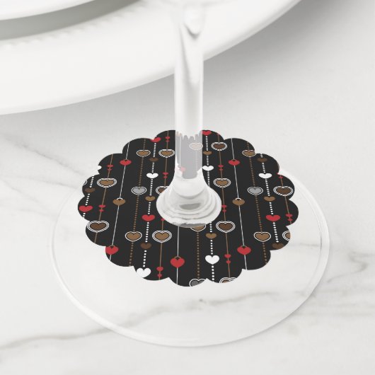 Hearts Pattern 28 Wijnglaslabel (Dichtbij)