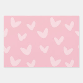 Hearts Pattern Baby Love Pastel Kleuren Zoet Inpakpapier Vel