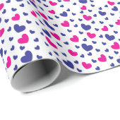 Hearts Pattern Blue Roze Valentijnsdag Cadeaupapier (Rol Hoek)