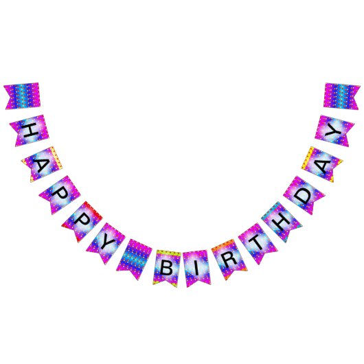 Hearts Pattern Colorful Birthday Bunting Banner (Alle)