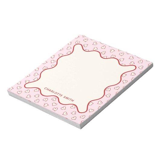 Hearts Pattern Custom Valentine Gift Notepad Notitieblok (Linkerzijde)