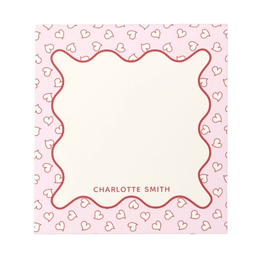 Hearts Pattern Custom Valentine Gift Notepad Notitieblok (Voorkant)