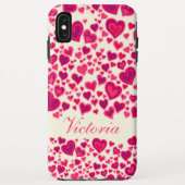 Hearts Pattern Hot Pink Cream Genoemd Case-Mate iPhone Case (Achterkant)