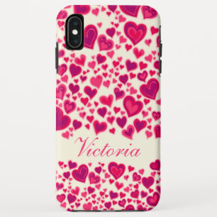 Hearts Pattern Hot Pink Cream Genoemd Case-Mate iPhone Case