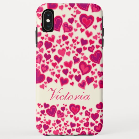 Hearts Pattern Hot Pink Cream Genoemd Case-Mate iPhone Case (Achterkant)