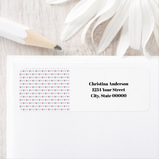 Hearts Pattern Personaliseer retour adres Etiket (Insitu)