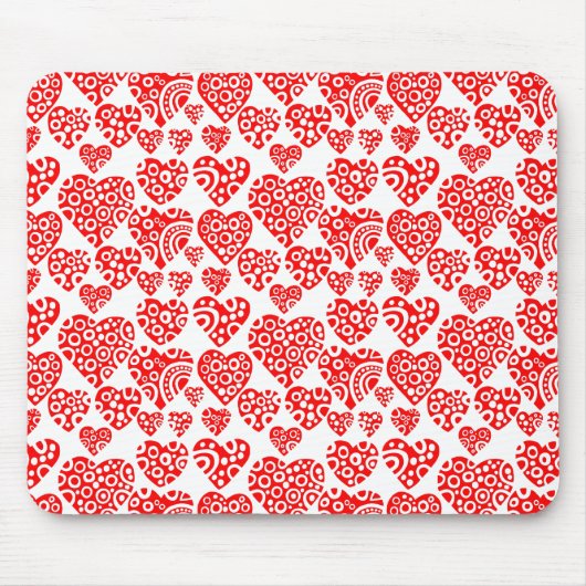 Hearts Pattern - Red on White Muismat (Voorkant)