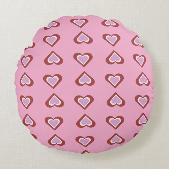 Hearts pattern rond kussen (Voorkant)