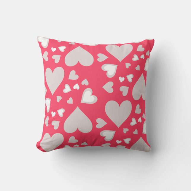 Hearts Pattern roze Modern Kussen (Voorkant)