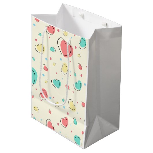 Hearts Pattern - Schattige Love Design Medium Cadeauzakje (Voorkant Gekanteld)