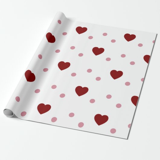 Hearts Pattern Valentijn Cadeaupapier (Uitgerold)
