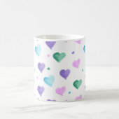 Hearts Pattern Waterverf Roze Groen Paarse Blauw Koffiemok (Center)