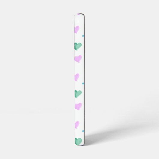 Hearts Pattern Waterverf Roze Paarse Blauw Groen Samsung Galaxy Hoesje (Linkerkant)