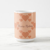 Hearts Peach Fuzz aangepaste naam of tekst Koffiemok (Center)