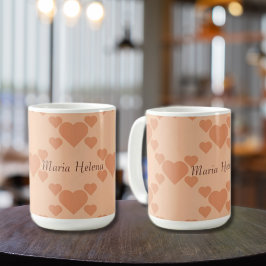 Hearts Peach Fuzz aangepaste naam of tekst Koffiemok