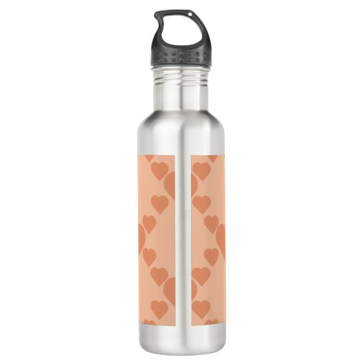 Hearts Peach Fuzz aangepaste naam of tekst Waterfles (Achterkant)