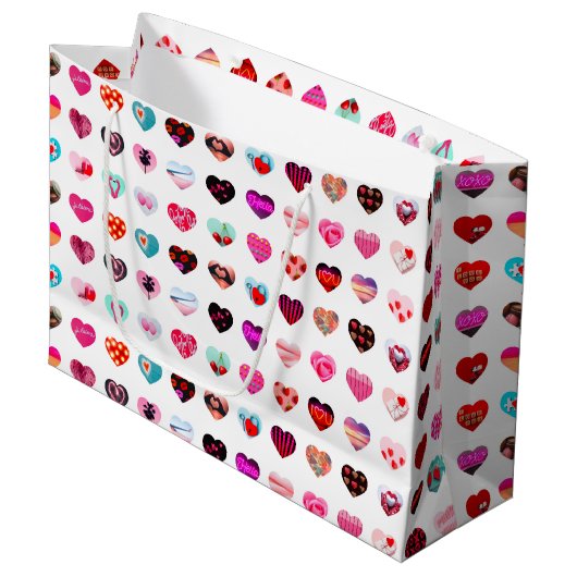 Hearts Photo Collage Groot Cadeauzakje (Voorkant Gekanteld)