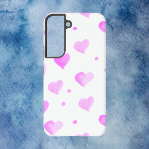 Hearts Pink Waterverf Pattern Samsung Galaxy Hoesje