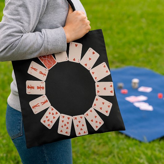 Hearts Playing Cards Circle Tote Bag